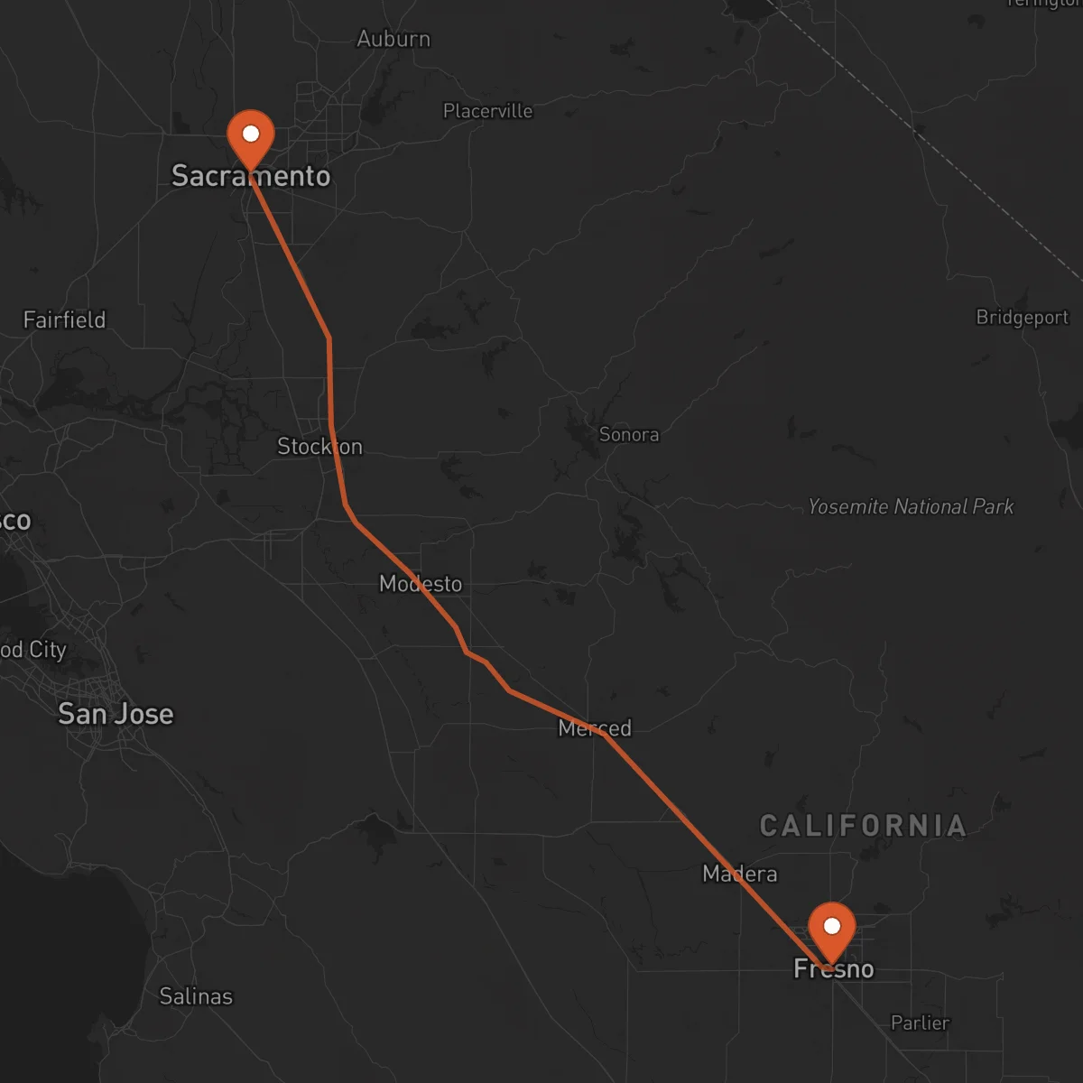 Ruta Fresno - Sacramento