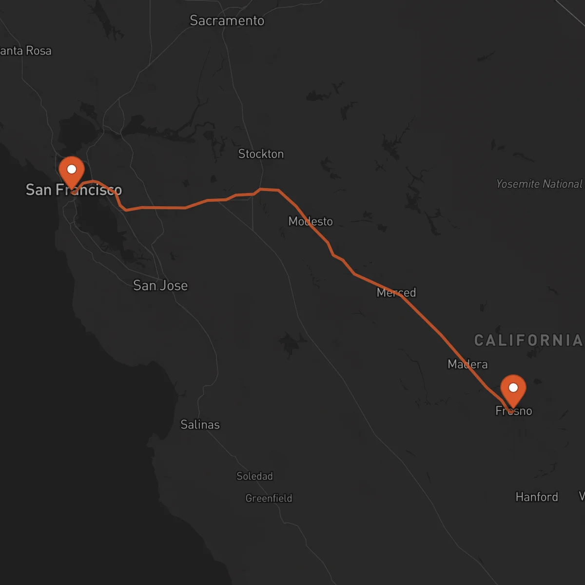 Ruta Fresno - San Francisco