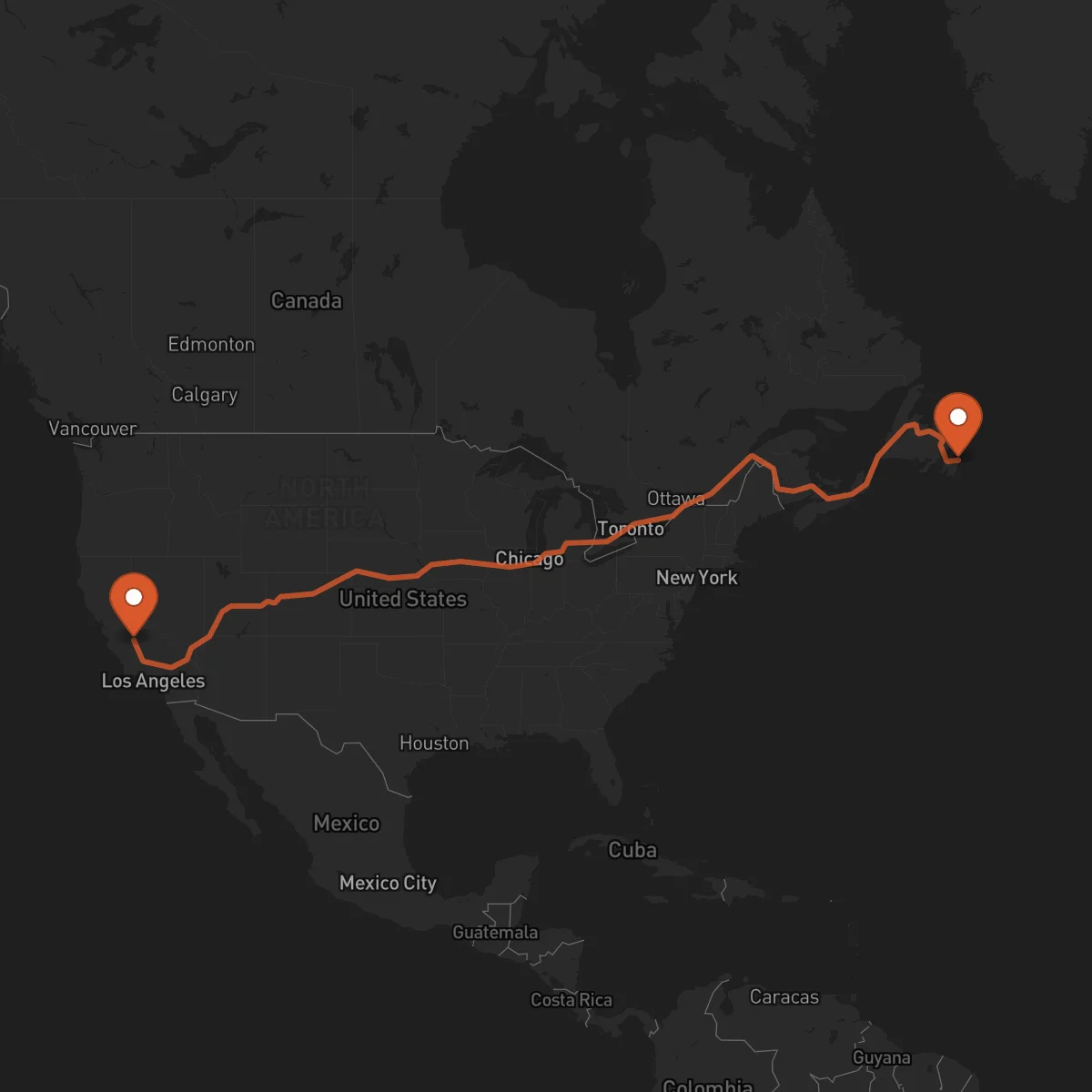 Ruta Fresno - San Juan de Terranova (St. John's)