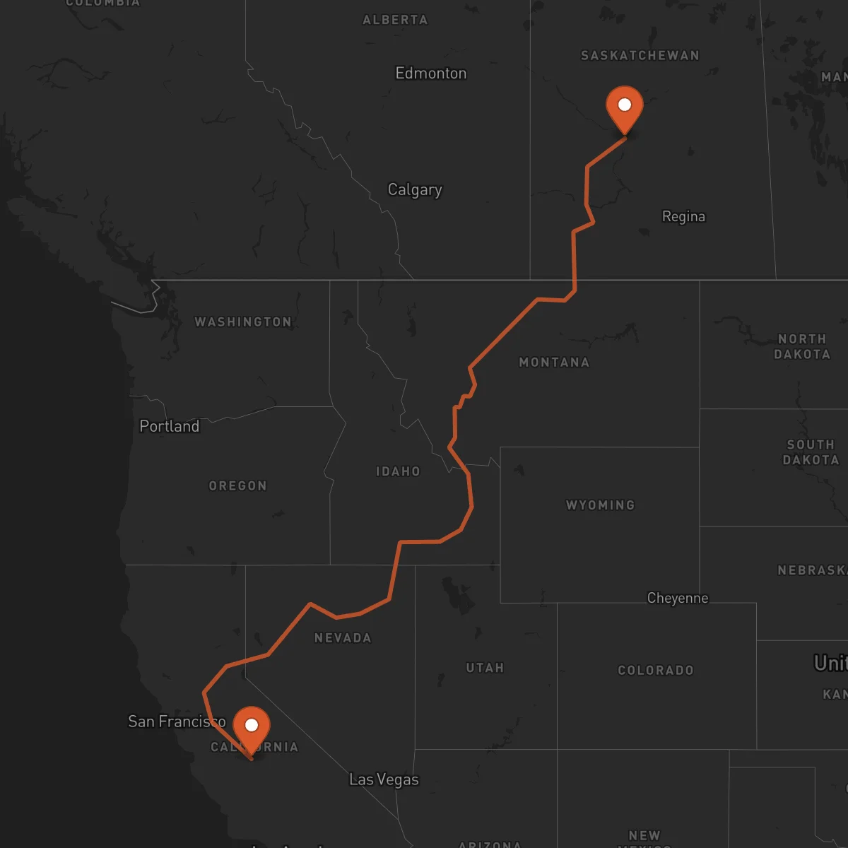 Ruta Fresno - Saskatoon