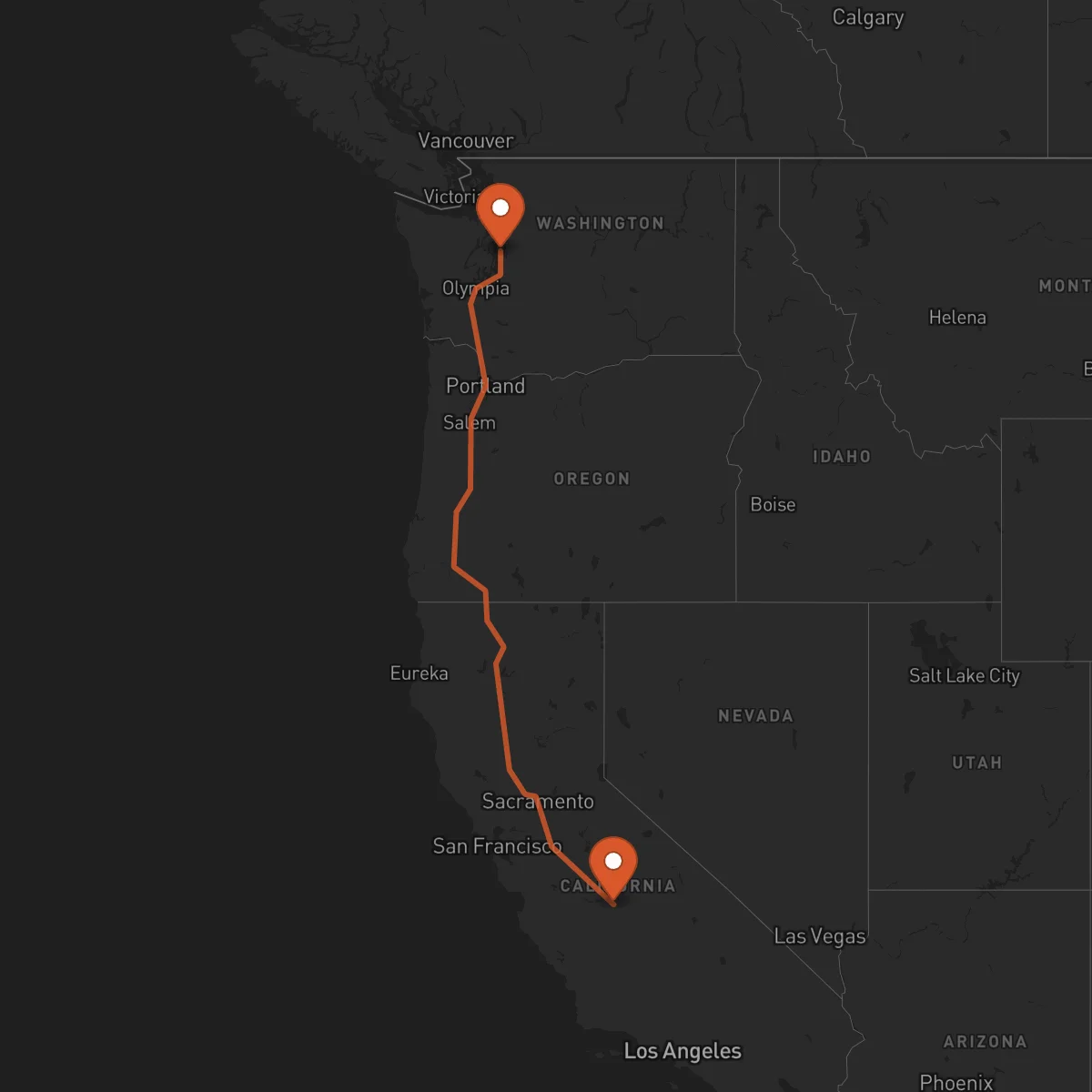 Ruta Fresno - Seattle