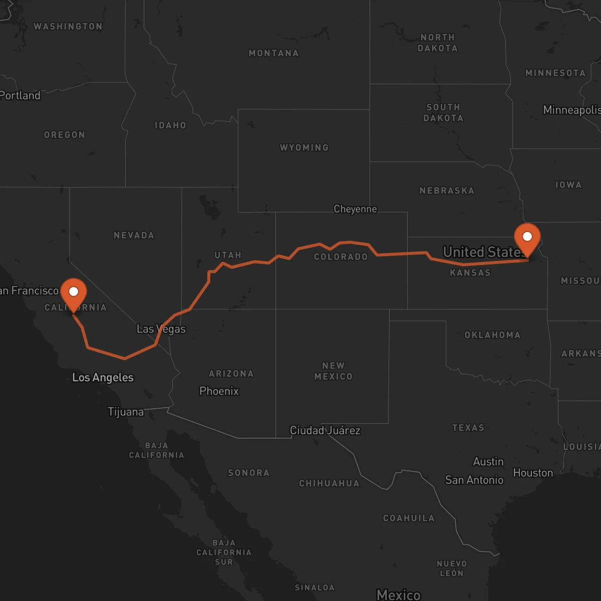 Ruta Fresno - Topeka