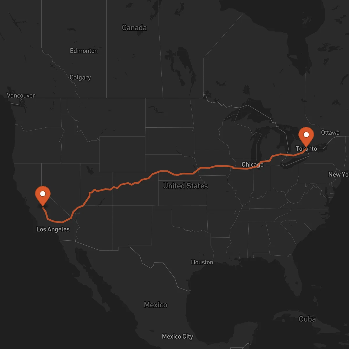 Ruta Toronto - Fresno