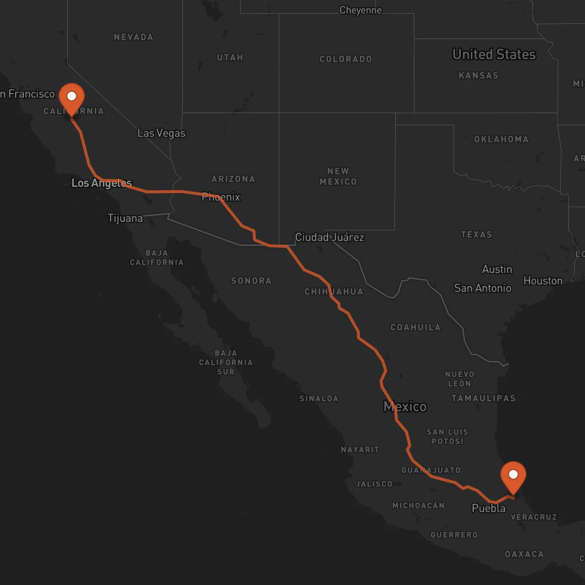 Ruta Fresno - Xalapa