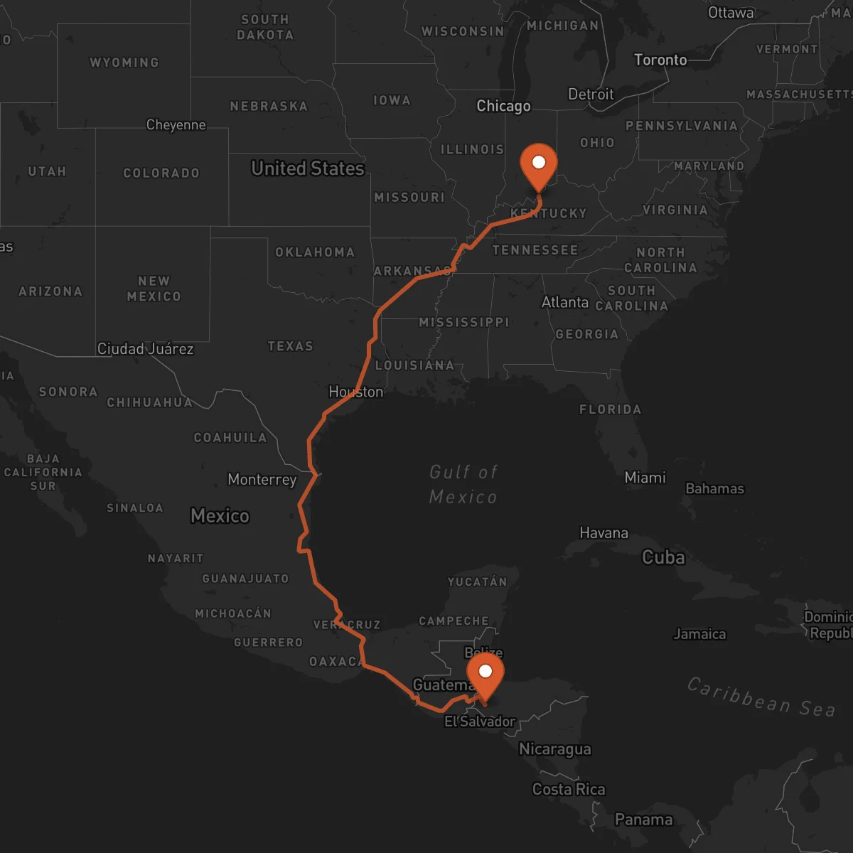 Ruta Louisville - Gracias