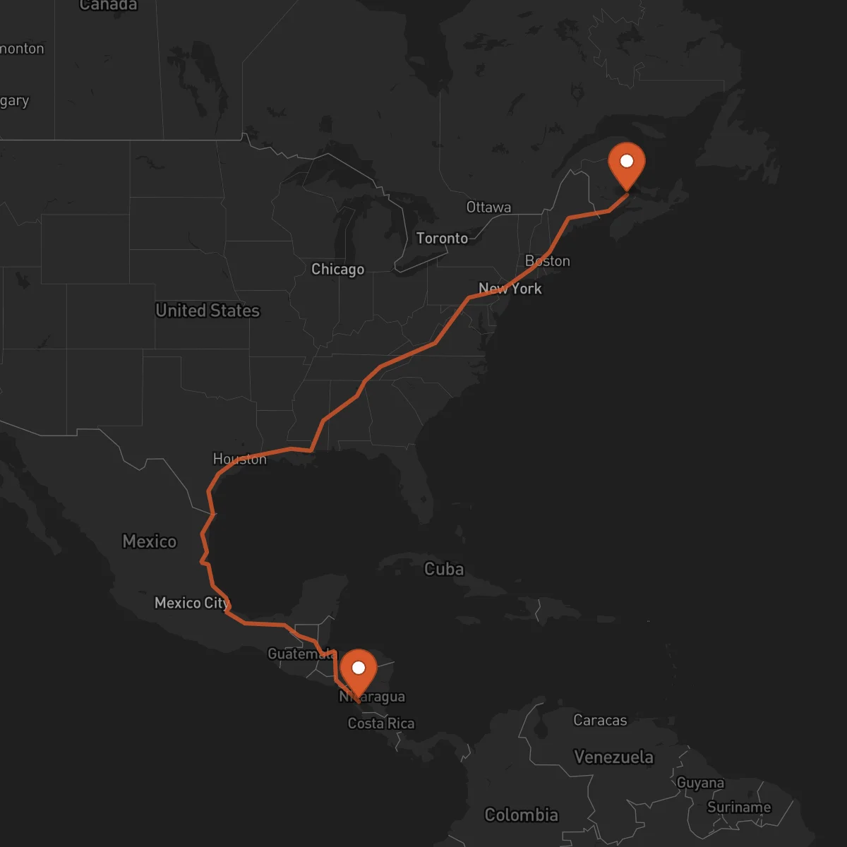 Ruta Granada - Moncton