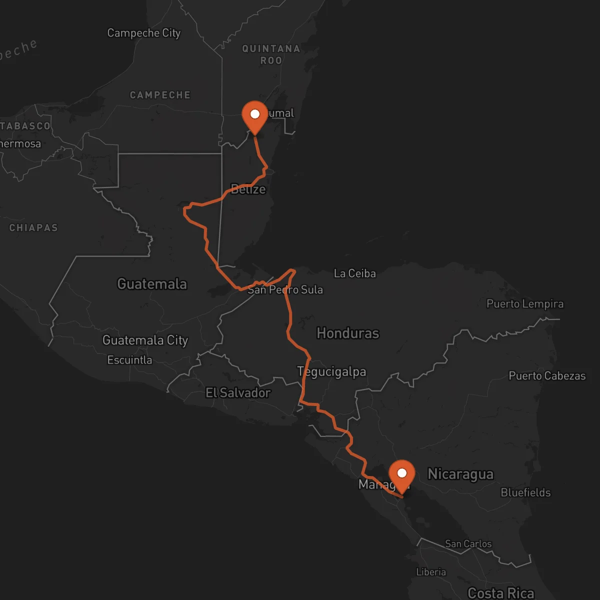 Ruta Granada - Orange Walk Town