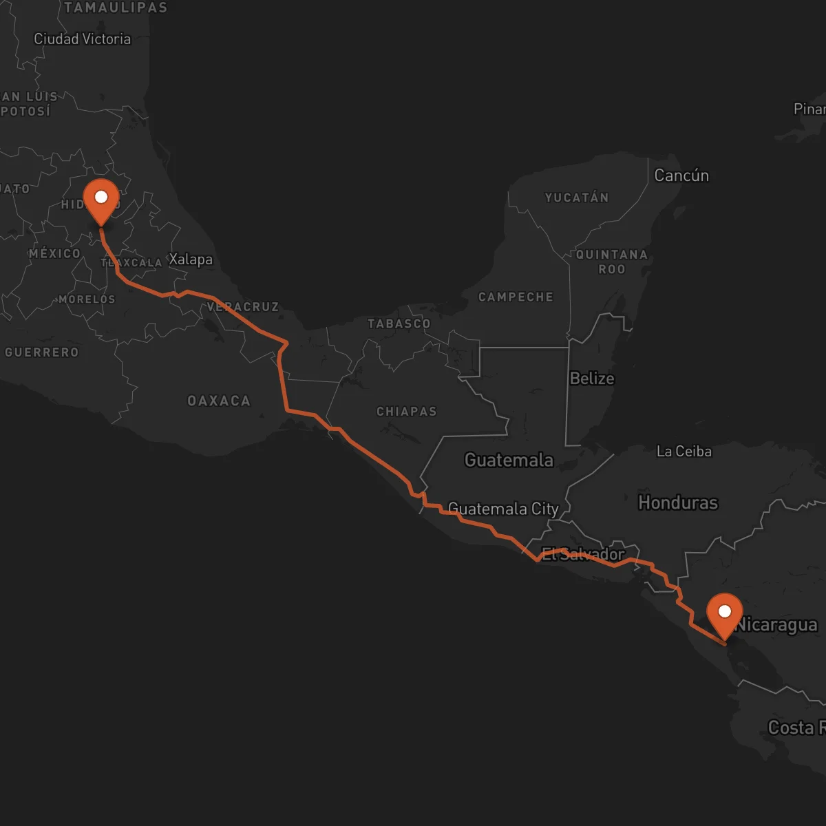 Ruta Granada - Pachuca de Soto