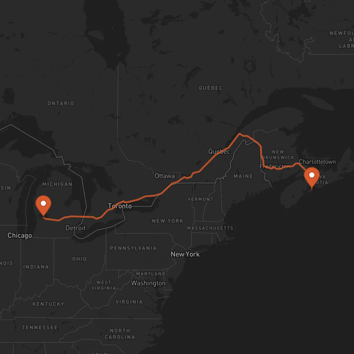 Ruta Grand Rapids - Halifax