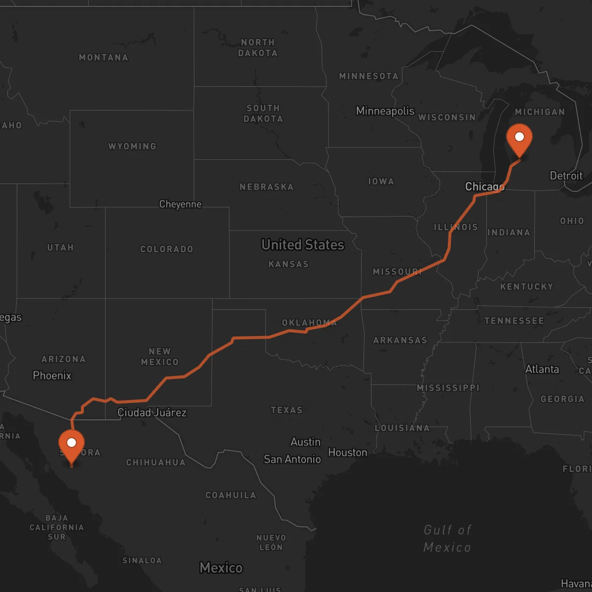 Ruta Hermosillo - Grand Rapids