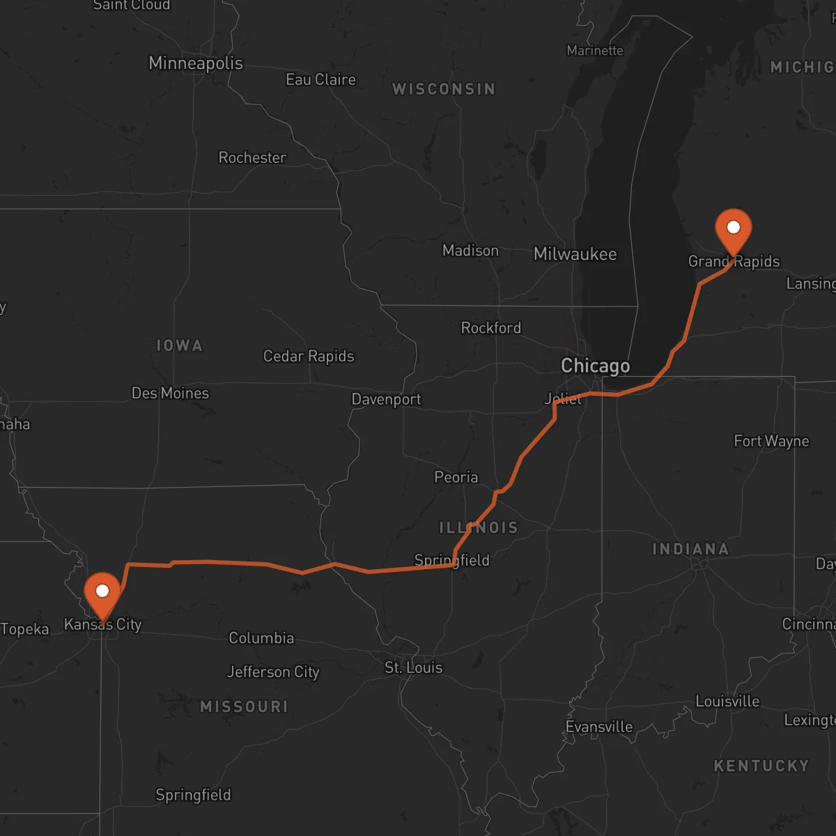 Ruta Grand Rapids - Kansas City