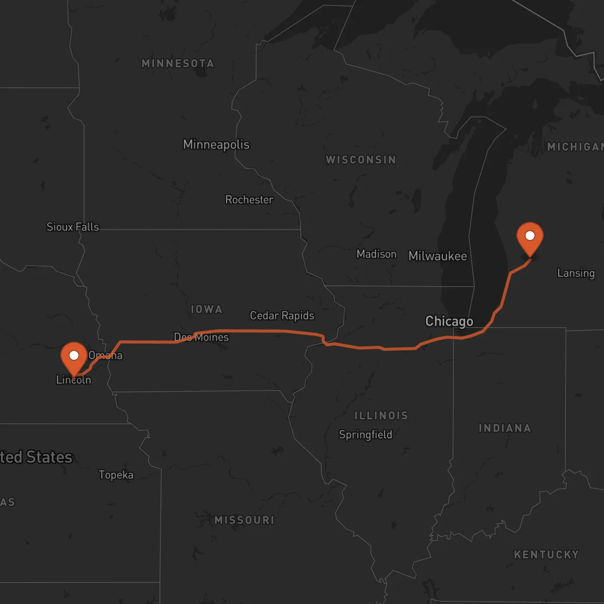 Ruta Lincoln - Grand Rapids