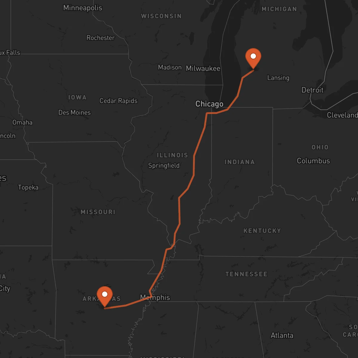 Ruta Grand Rapids - Little Rock