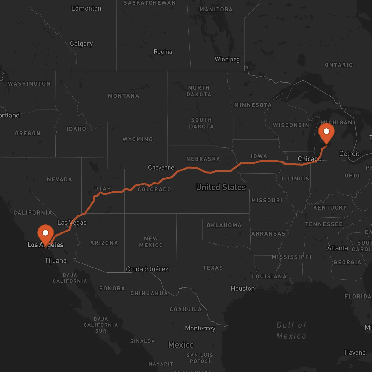 Ruta Long Beach - Grand Rapids