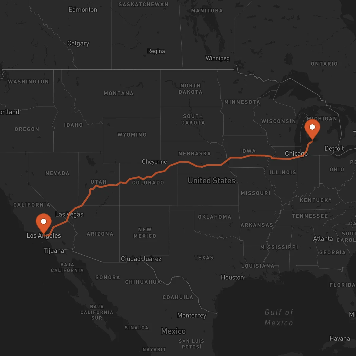 Ruta Los Angeles - Grand Rapids