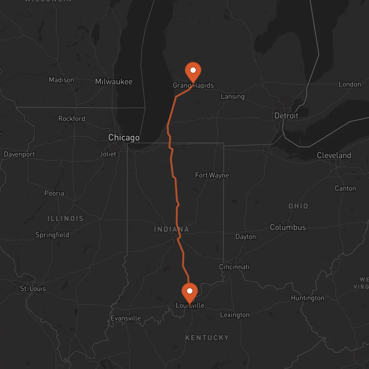 Ruta Grand Rapids - Louisville