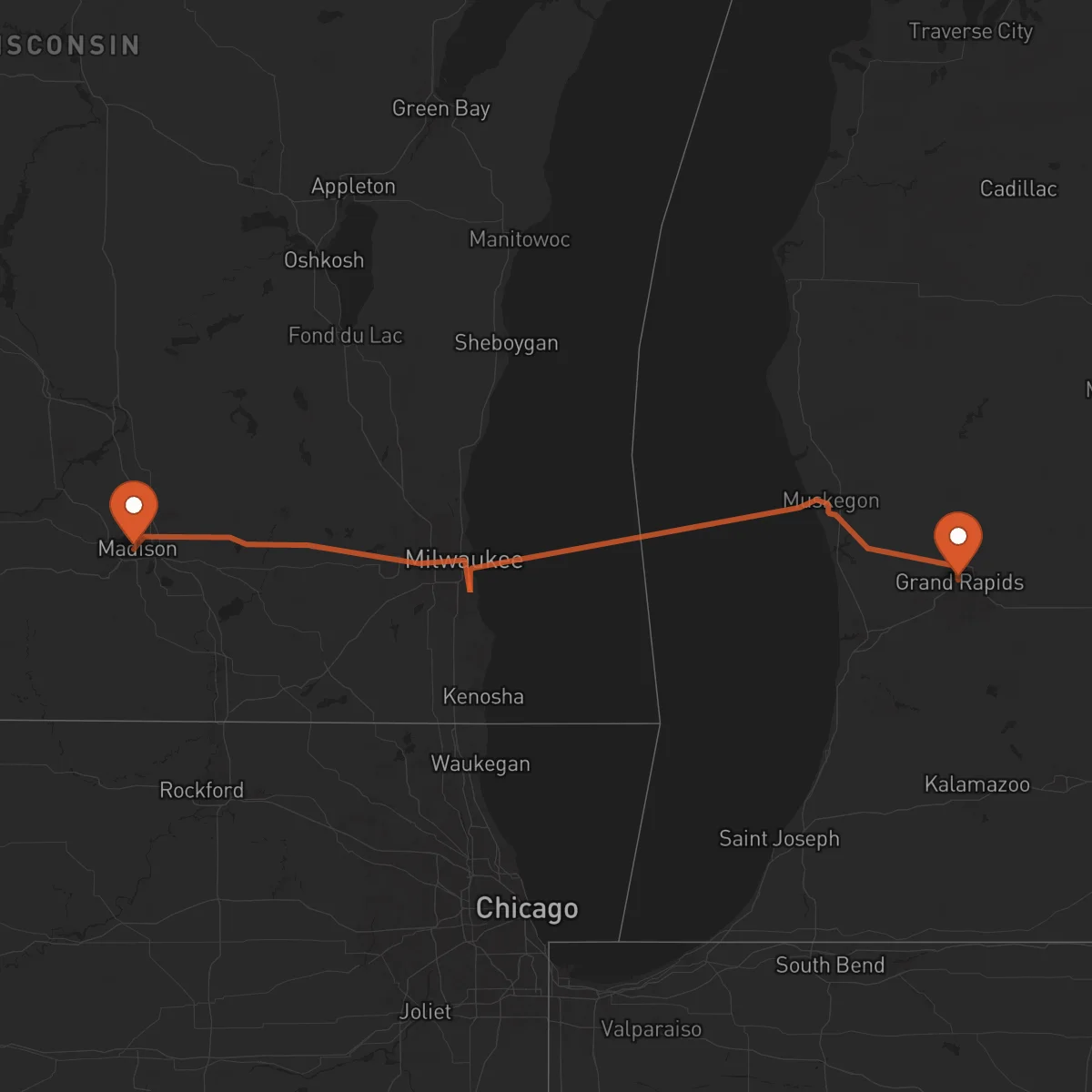 Ruta Grand Rapids - Madison