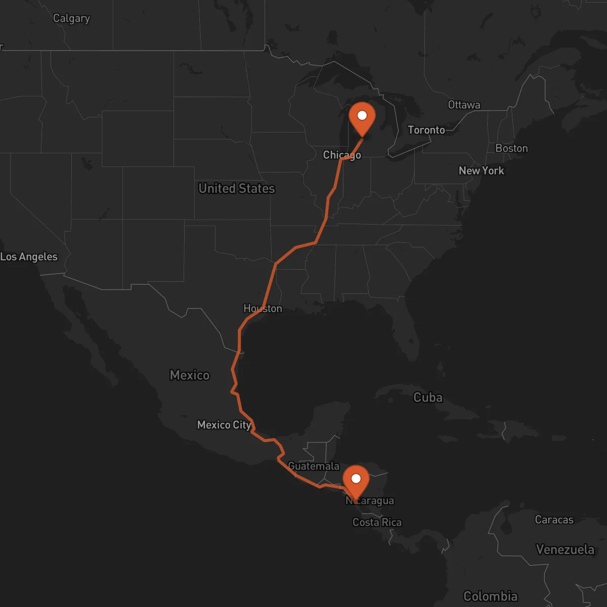 Ruta Grand Rapids - Managua