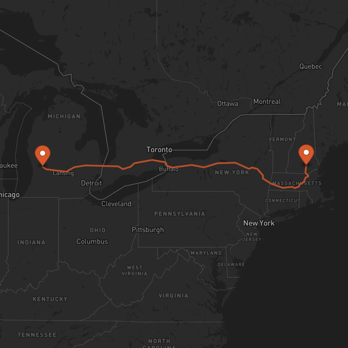 Ruta Grand Rapids - Manchester