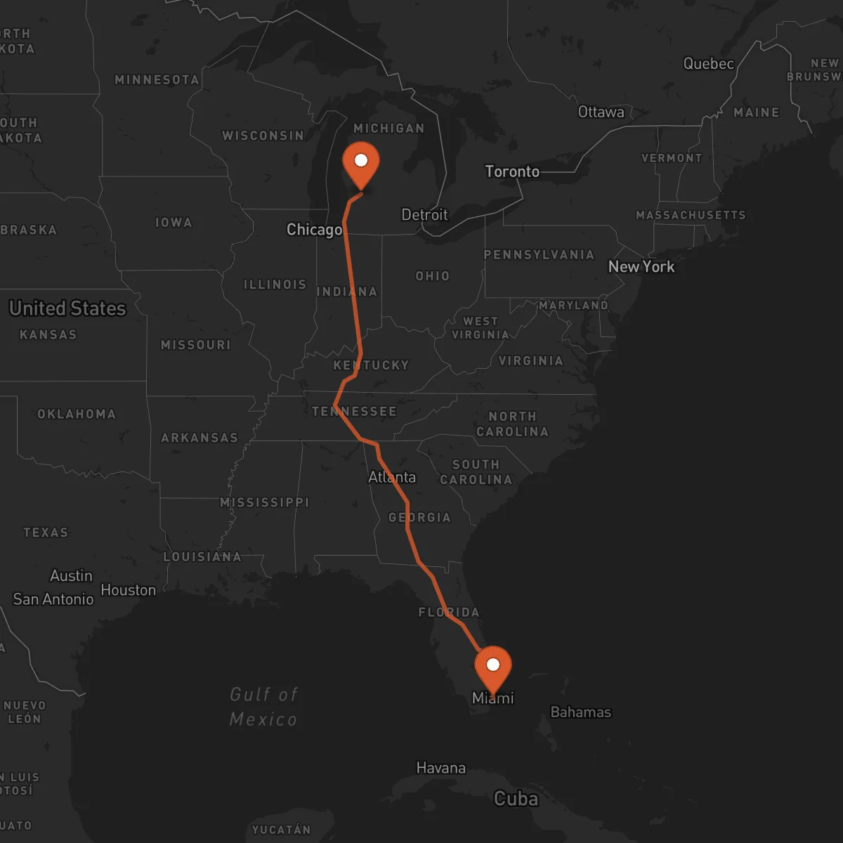 Ruta Grand Rapids - Miami