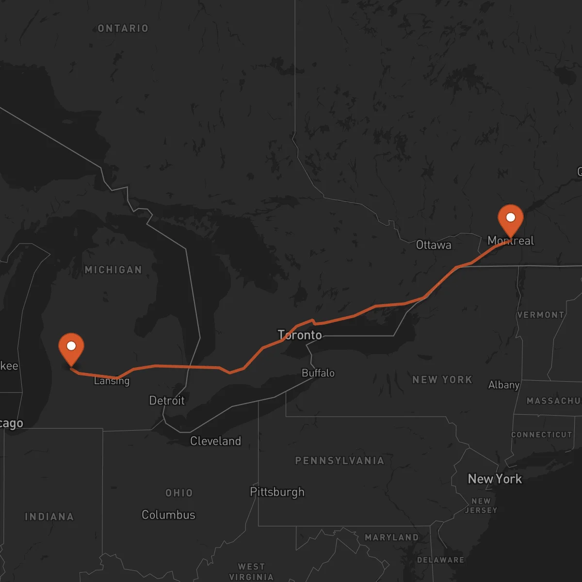 Ruta Grand Rapids - Montréal