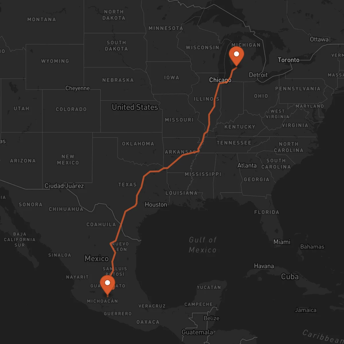 Ruta Grand Rapids - Morelia