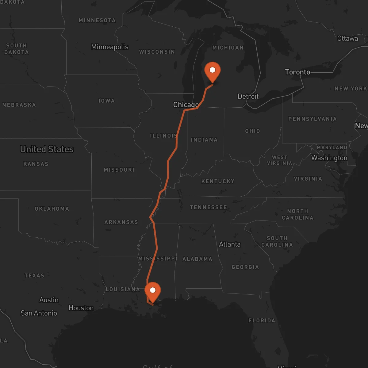 Ruta New Orleans - Grand Rapids