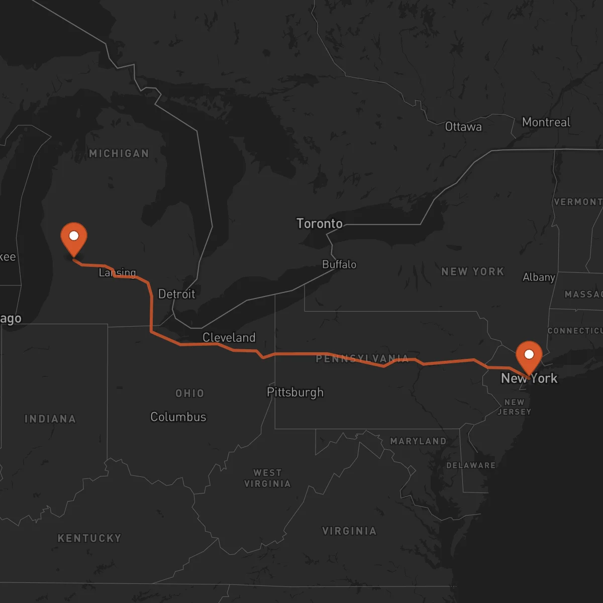 Ruta Grand Rapids - Nova Iorque