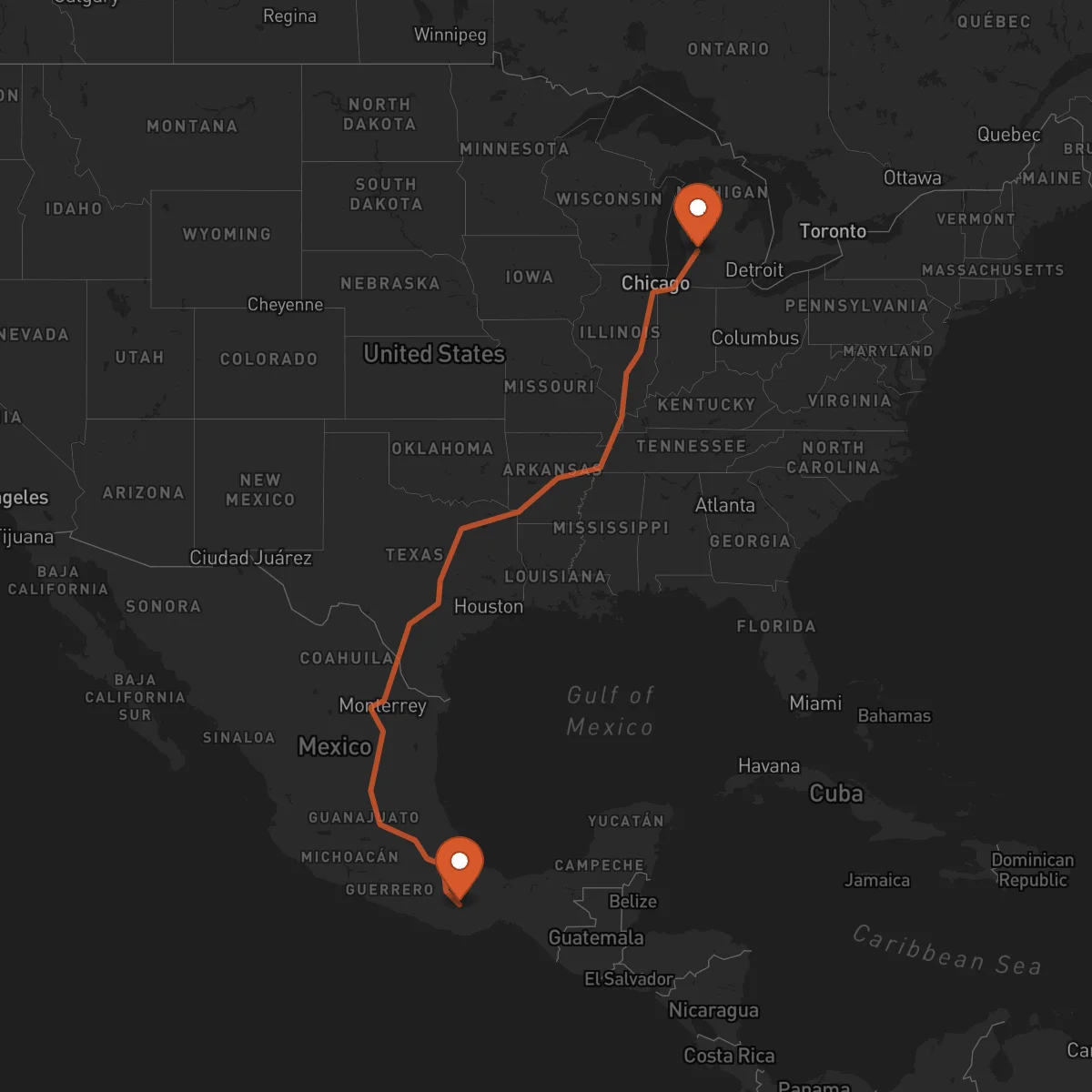 Ruta Grand Rapids - Oaxaca de Juárez