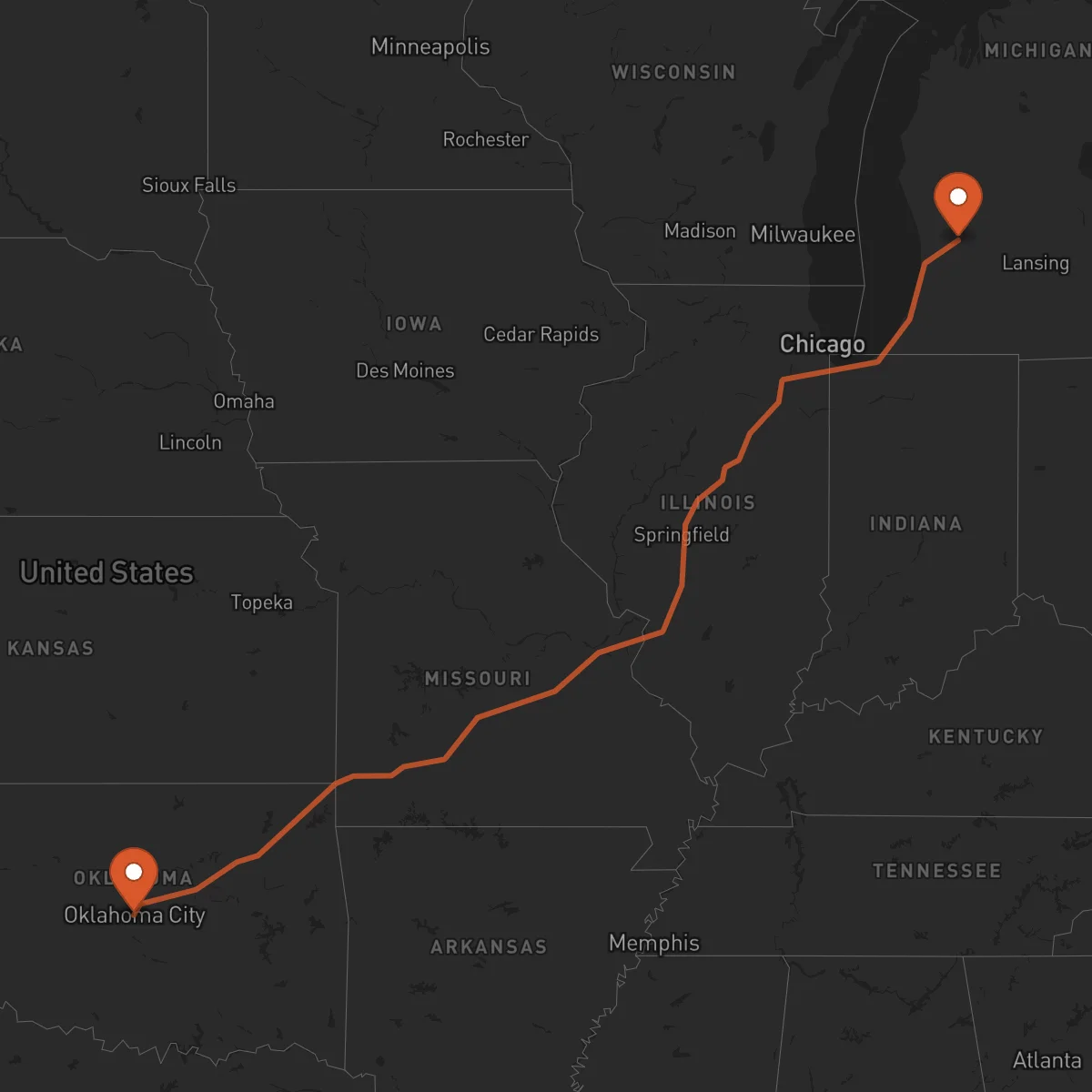 Ruta Grand Rapids - Oklahoma City