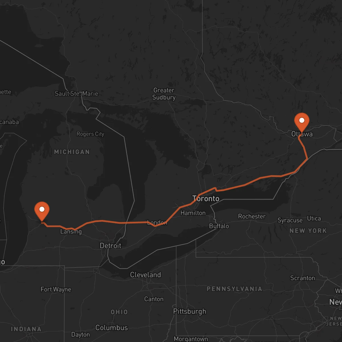 Ruta Grand Rapids - Ottawa