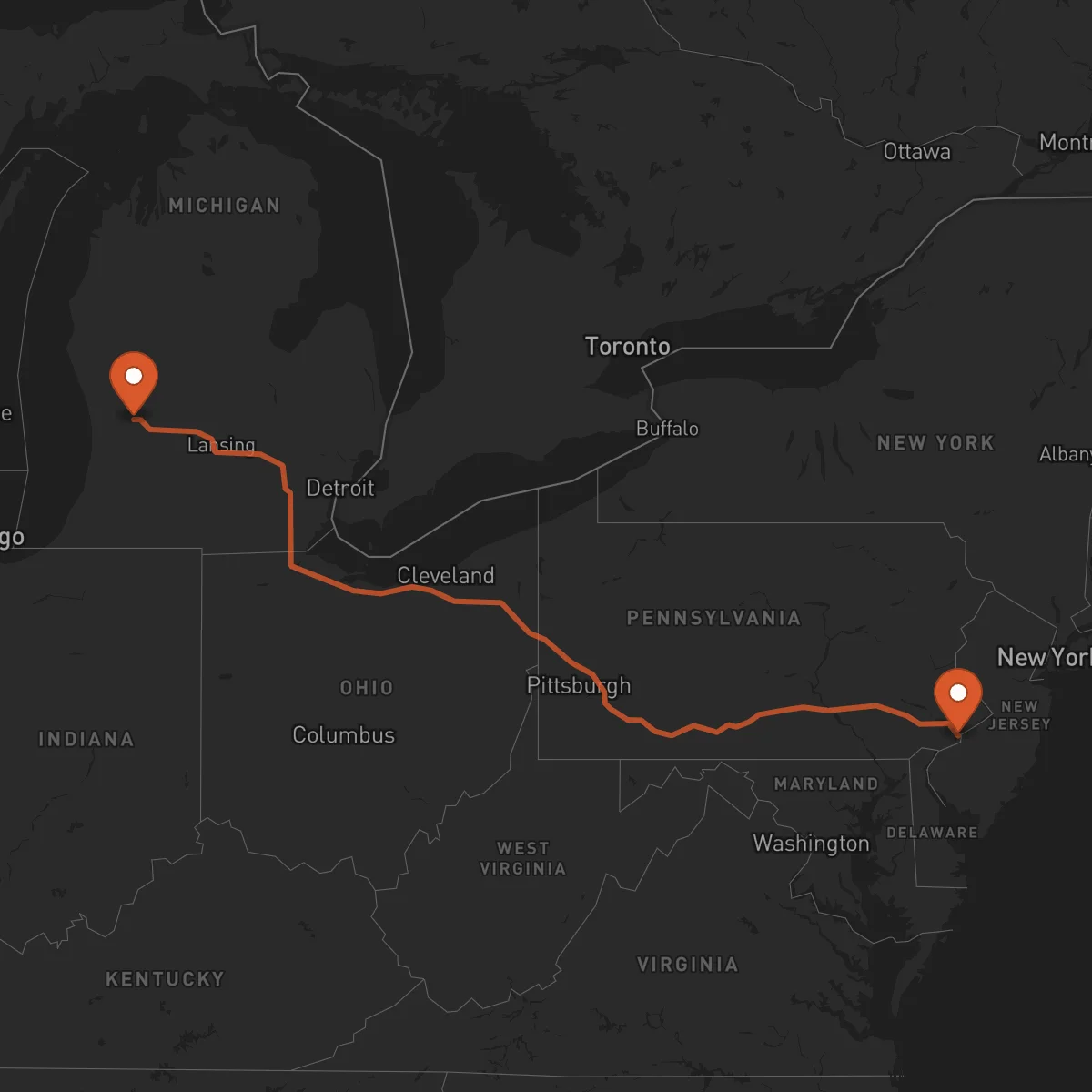 Ruta Grand Rapids - Philadelphia