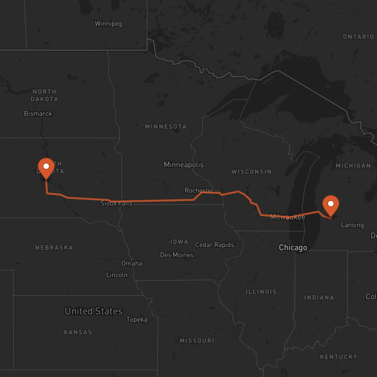 Ruta Grand Rapids - Pierre