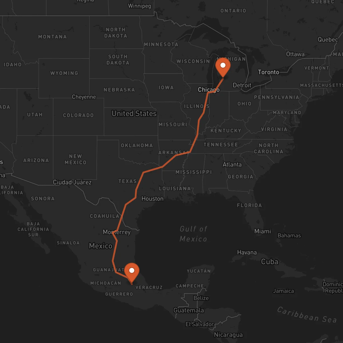 Ruta Grand Rapids - Puebla de Zaragoza