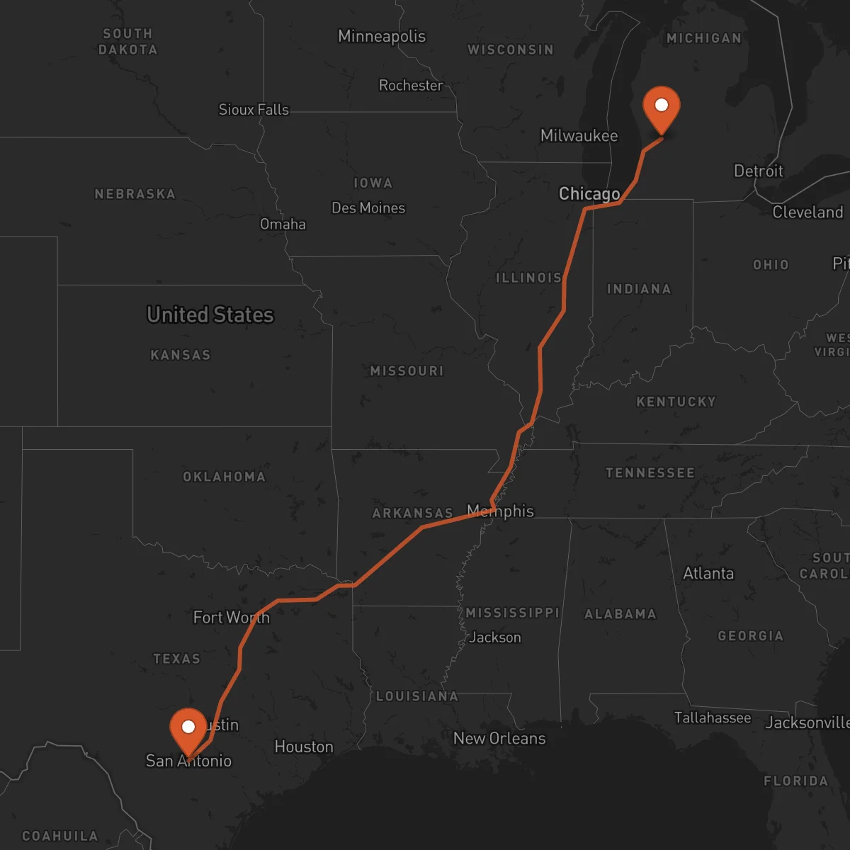 Ruta Grand Rapids - San Antonio