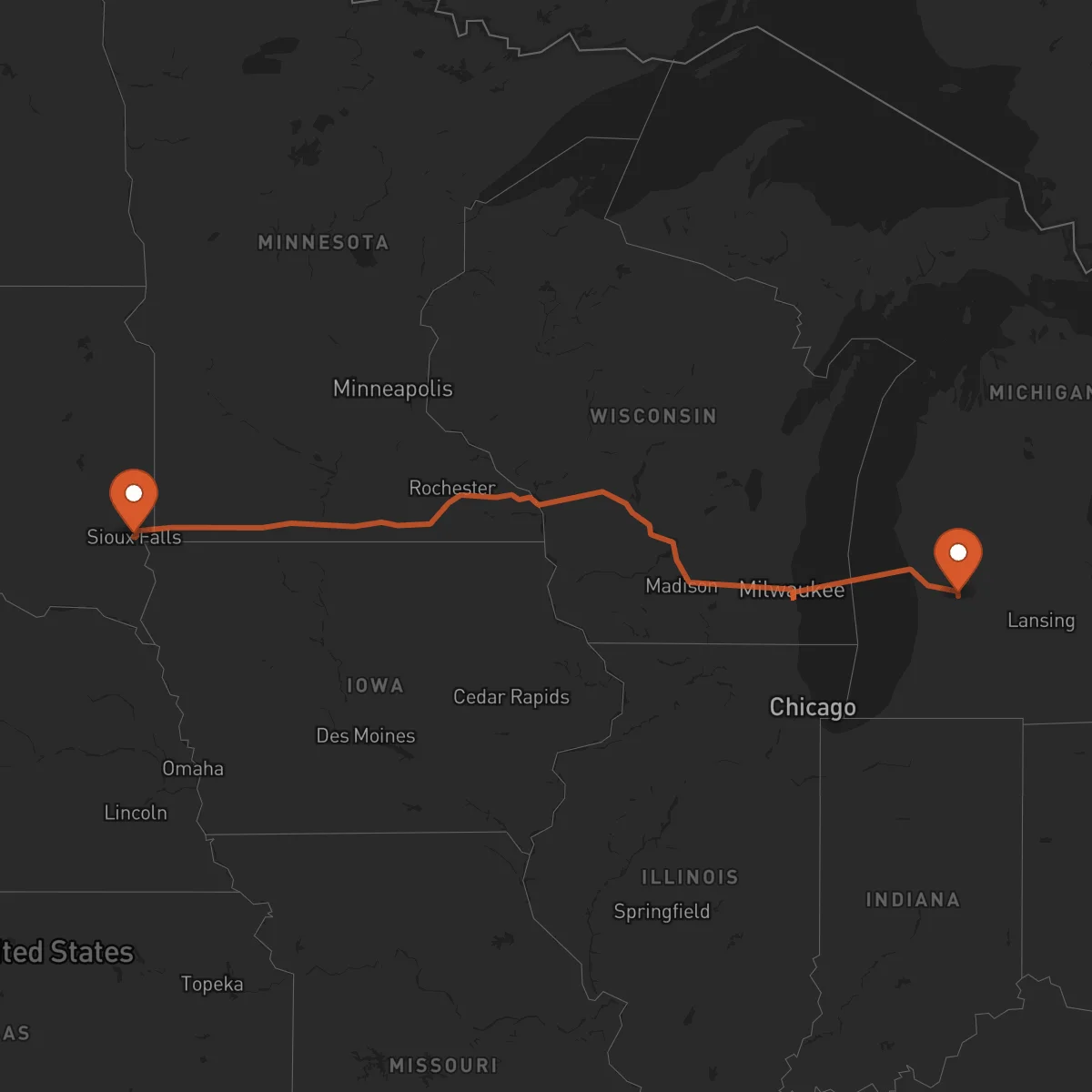 Ruta Grand Rapids - Sioux Falls
