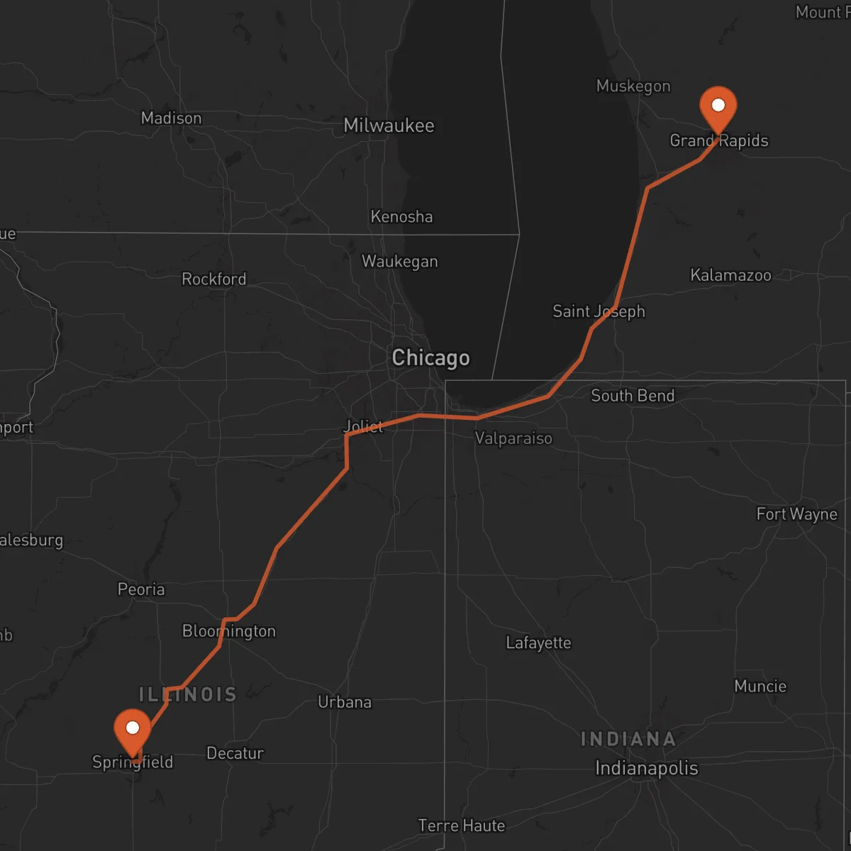 Ruta Grand Rapids - Springfield