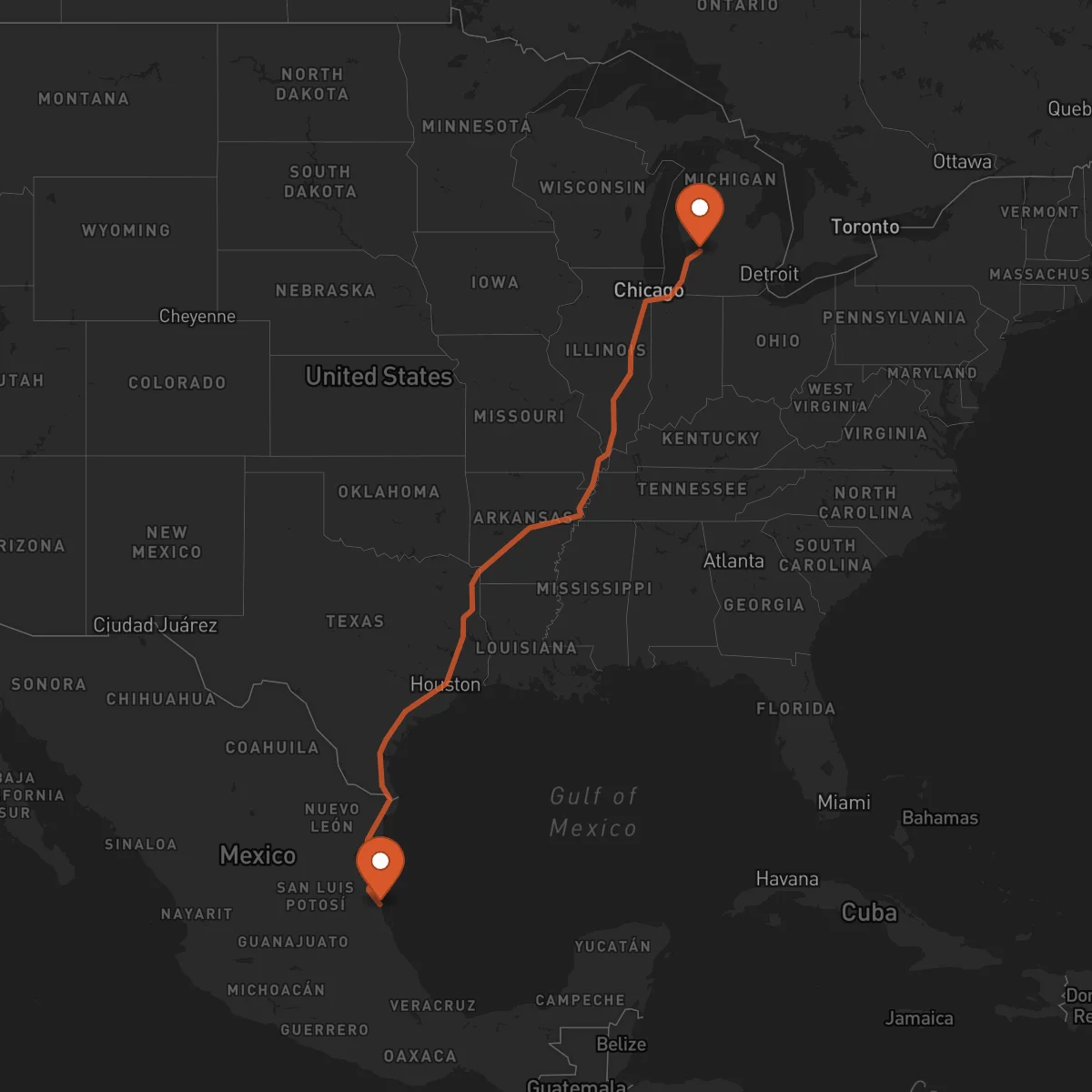 Ruta Tampico - Grand Rapids