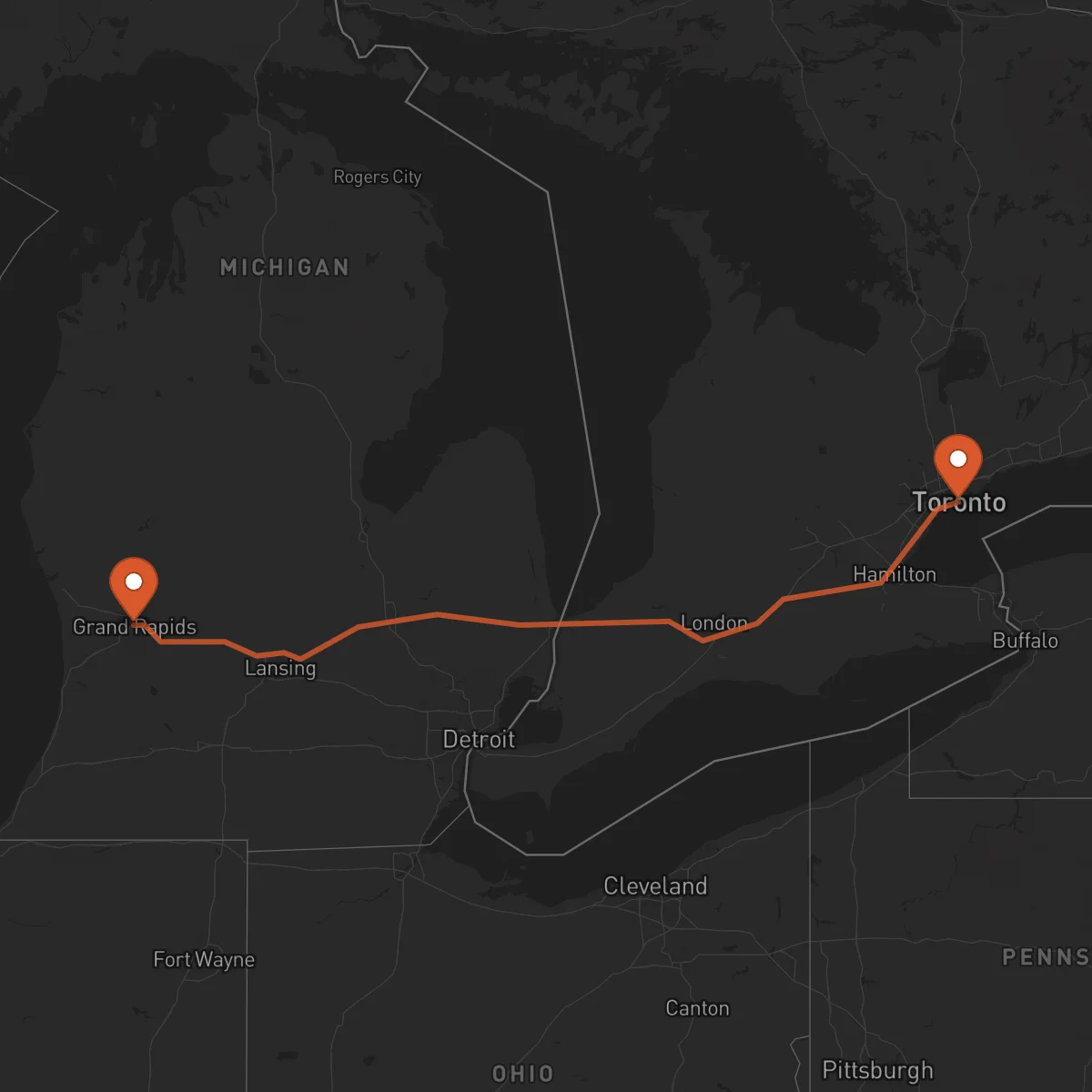 Ruta Toronto - Grand Rapids