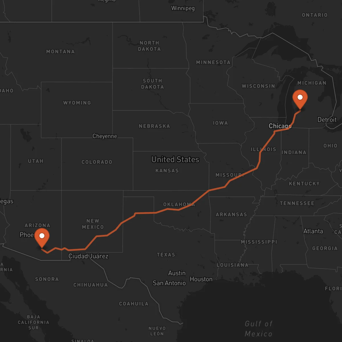 Ruta Tucson - Grand Rapids