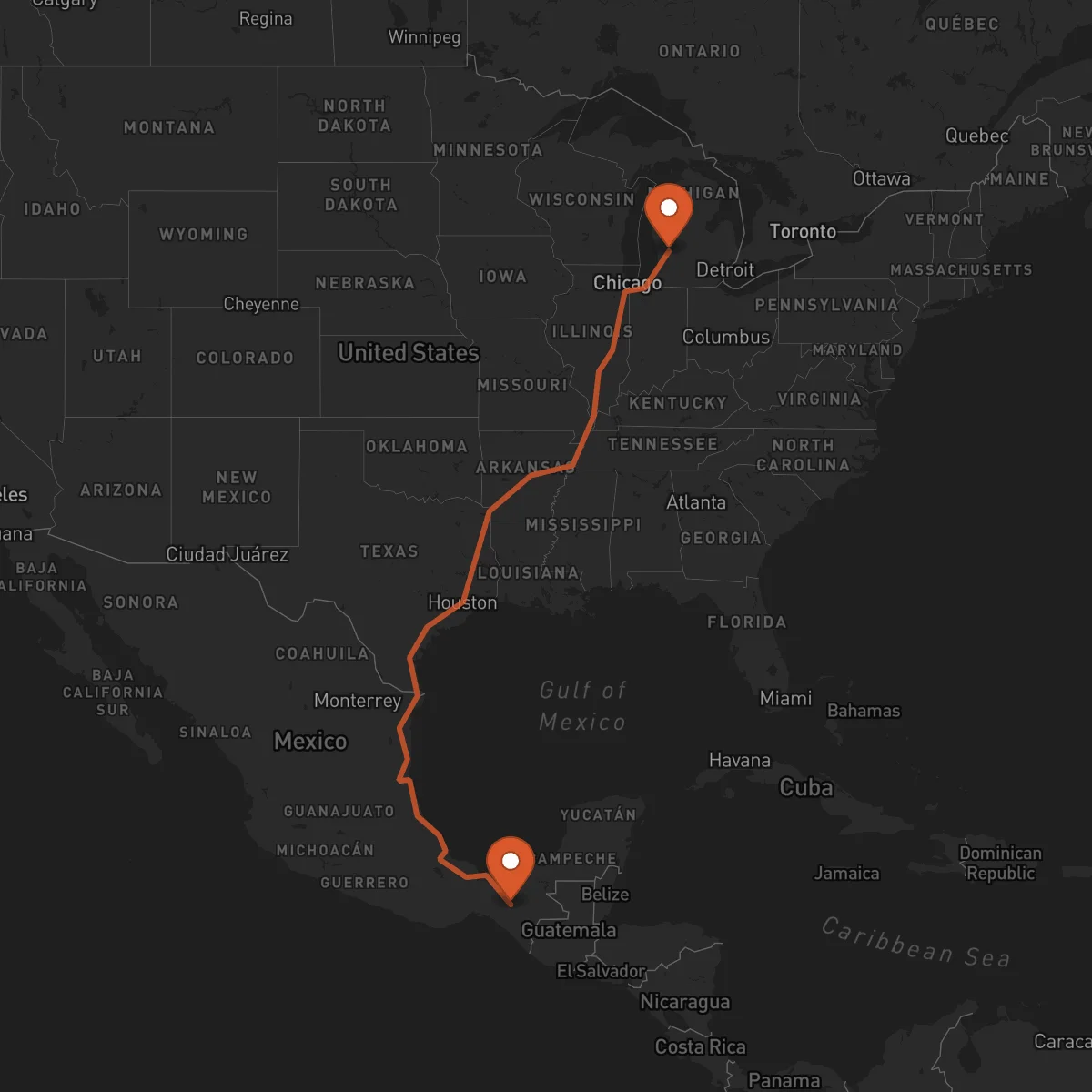 Ruta Grand Rapids - Tuxtla Gutiérrez