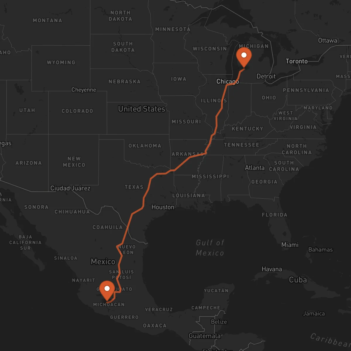 Ruta Uruapan - Grand Rapids