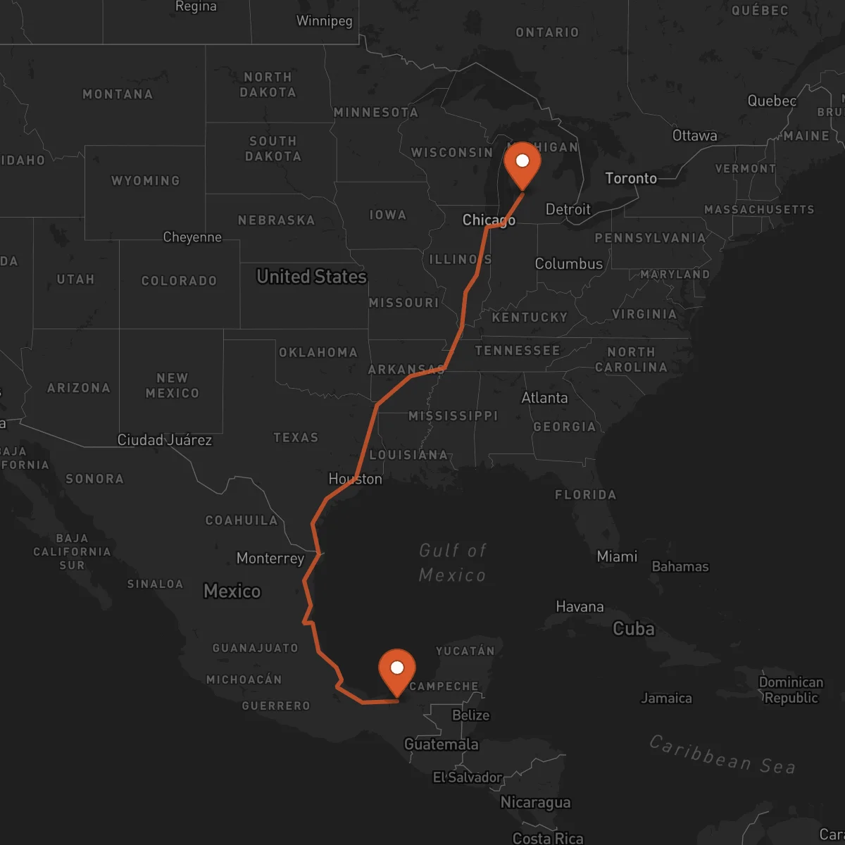 Ruta Grand Rapids - Villahermosa
