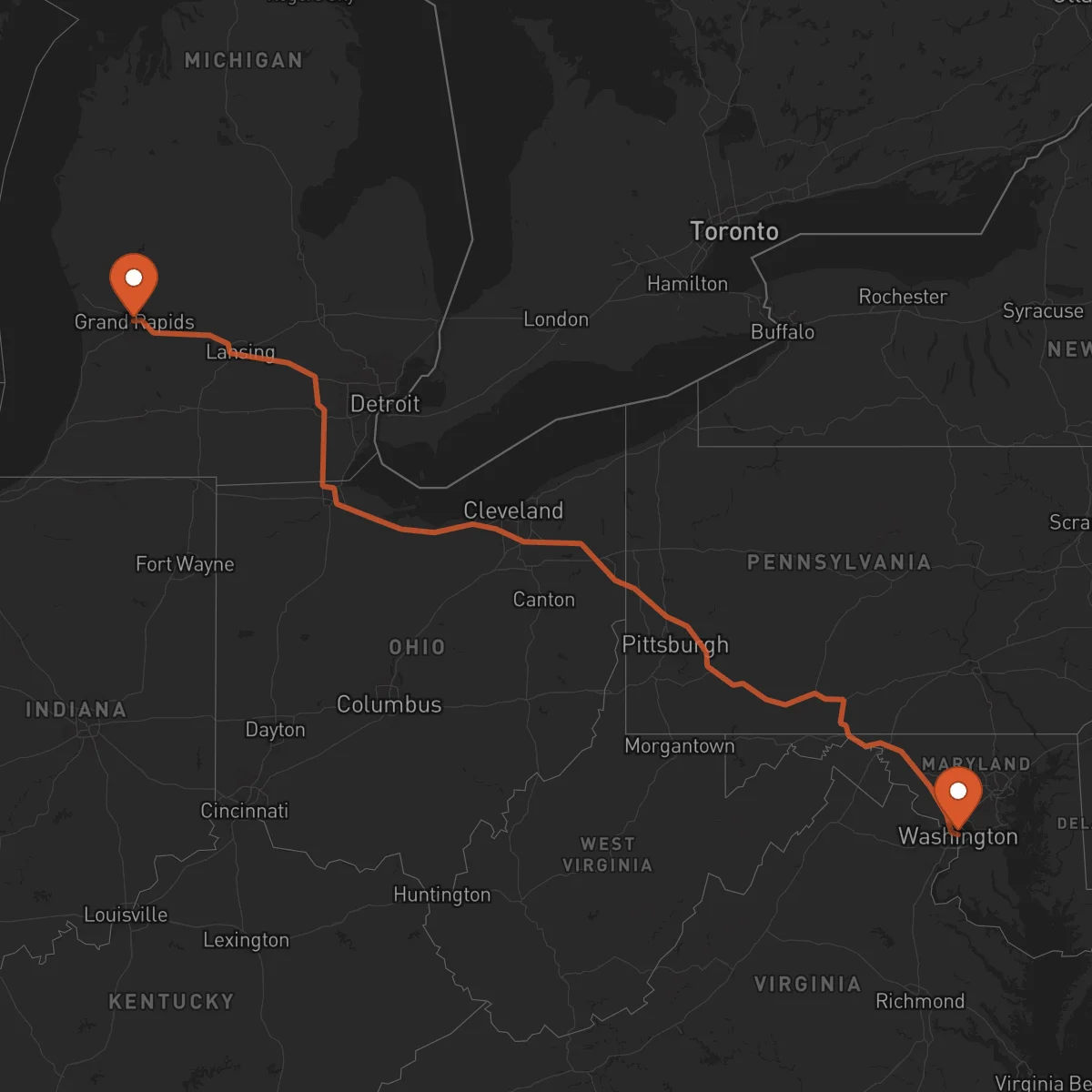 Ruta Washington D.C. - Grand Rapids