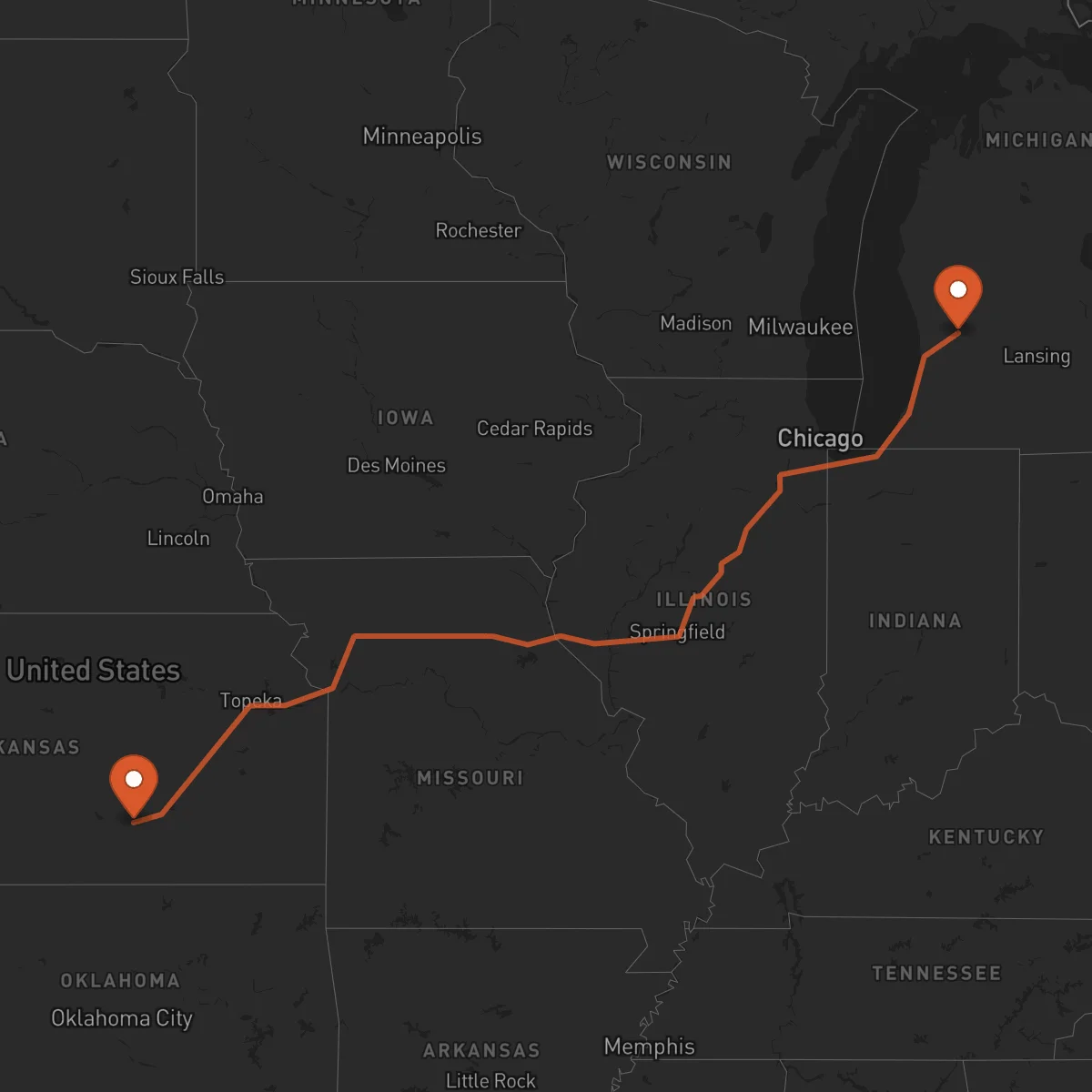Ruta Grand Rapids - Wichita