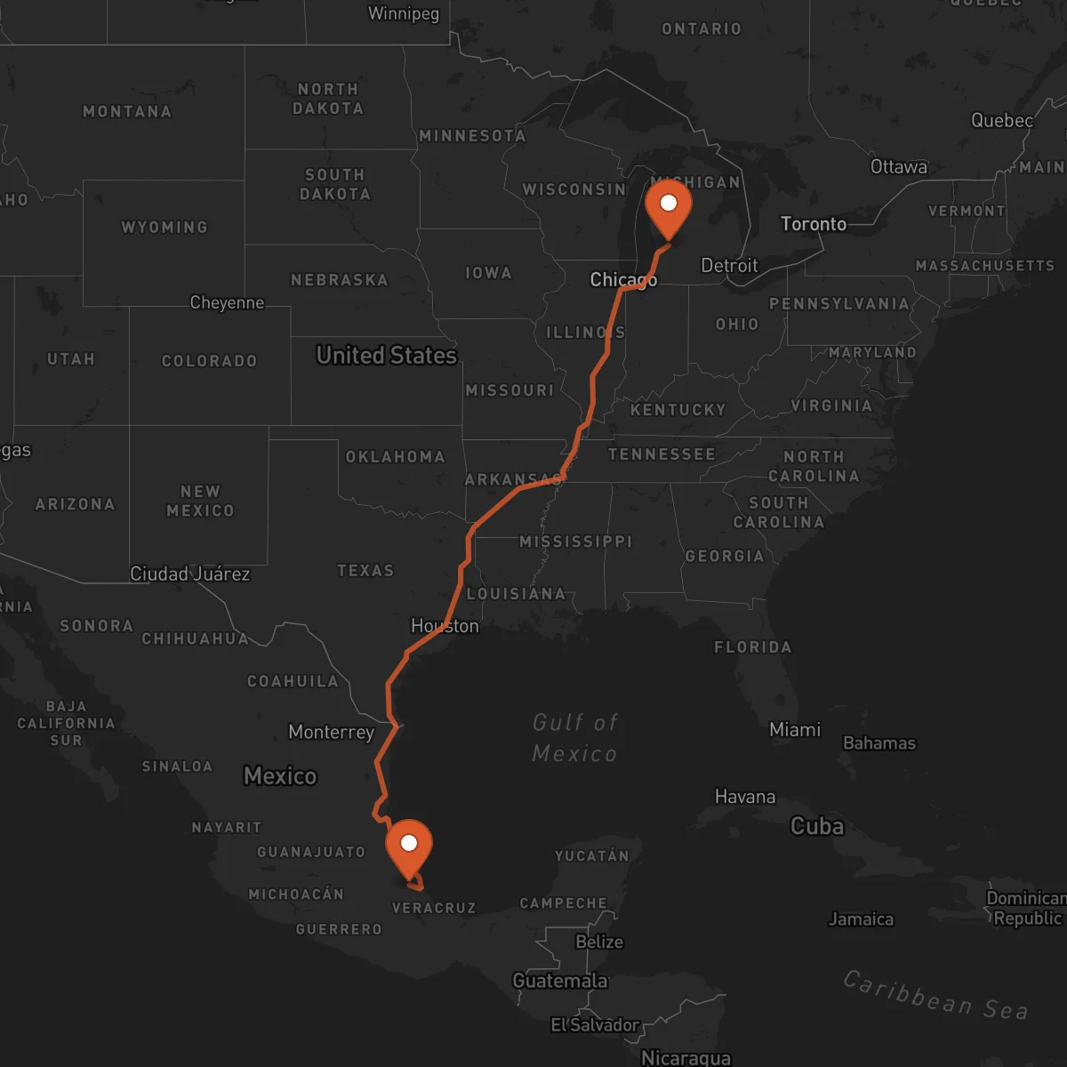 Ruta Grand Rapids - Xalapa