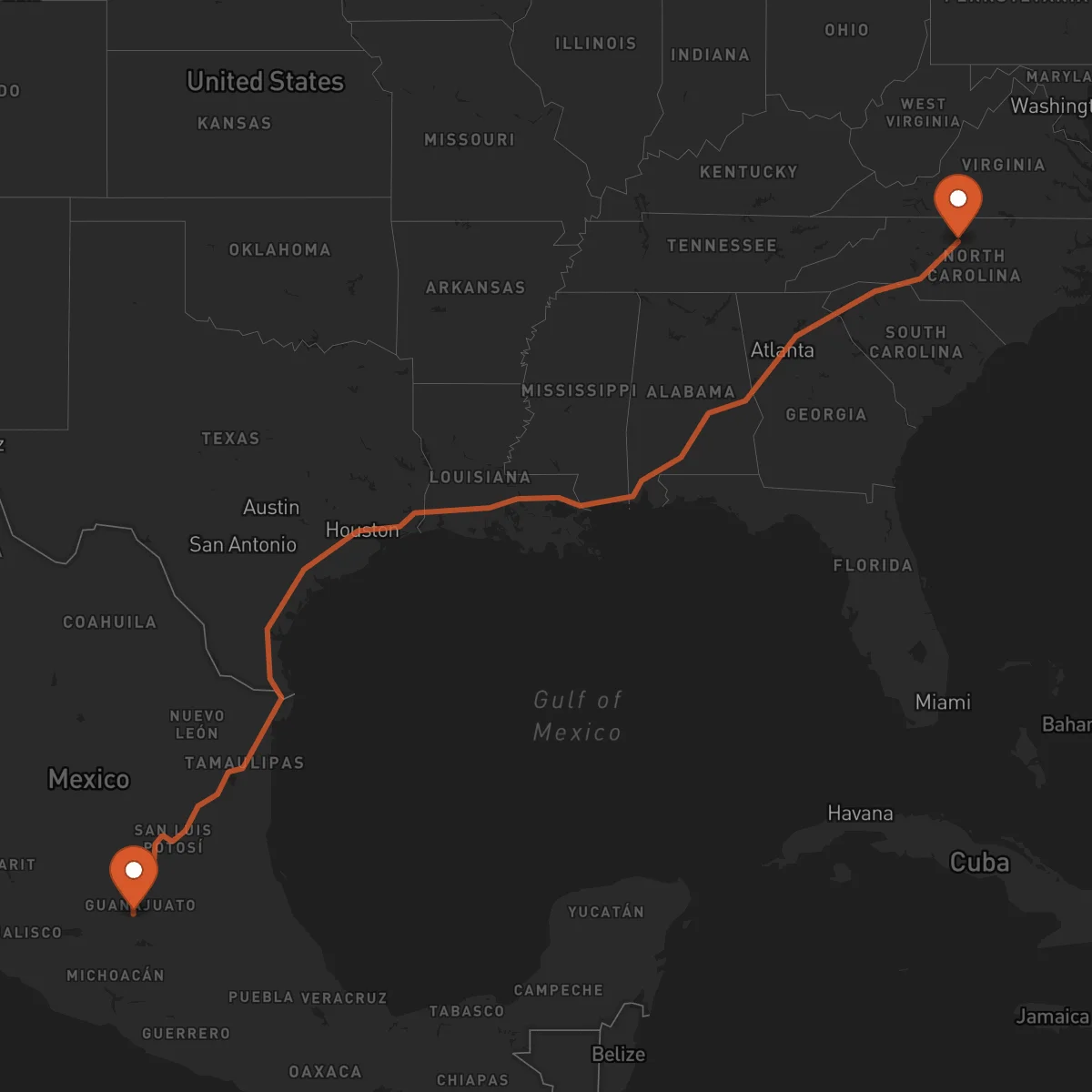 Ruta Irapuato - Greensboro