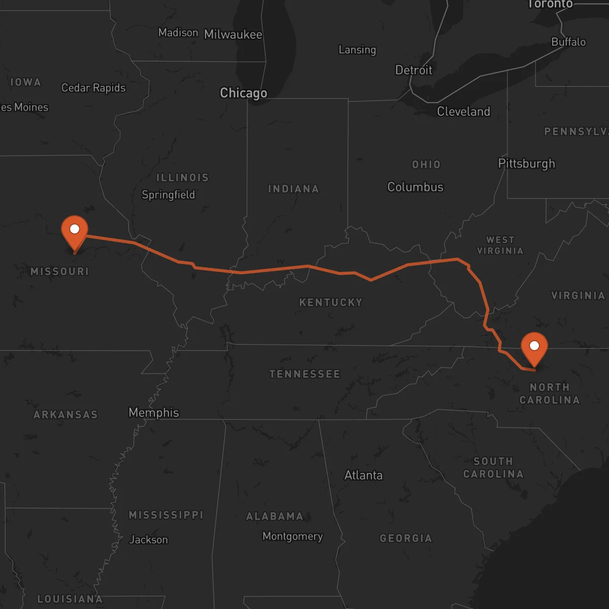 Ruta Jefferson City - Greensboro