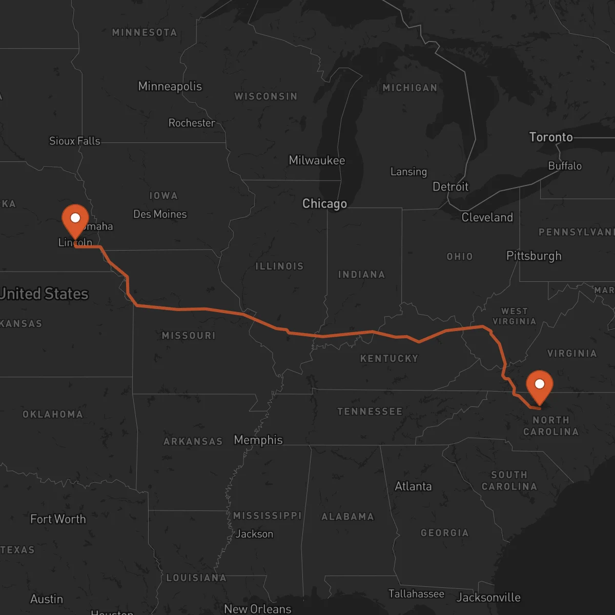 Ruta Lincoln - Greensboro