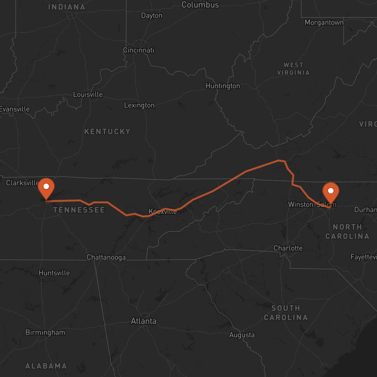Ruta Nashville - Greensboro